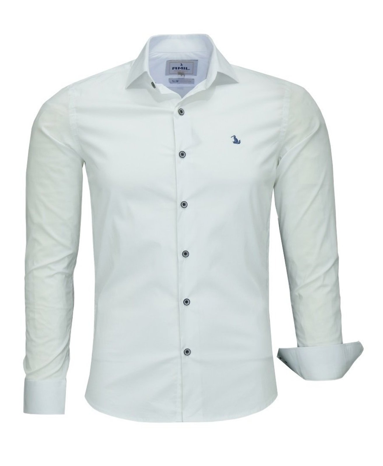 Camisa Social Amil Slim Astro Algodão Com Elastano Macia Manga Longa Luxo Off White
