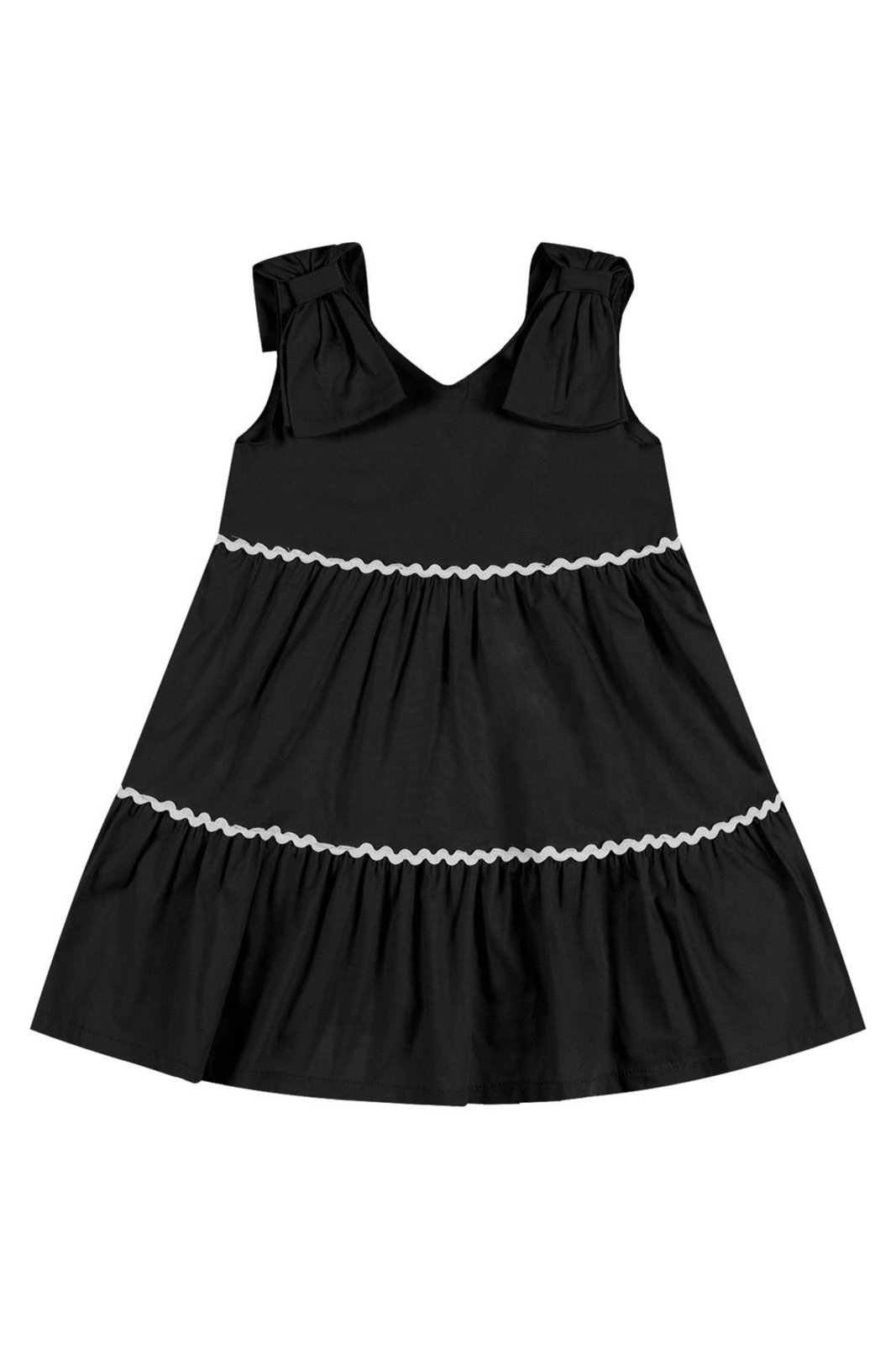 Infantil - Vestido Menina Alças Laços Colorittá Preto