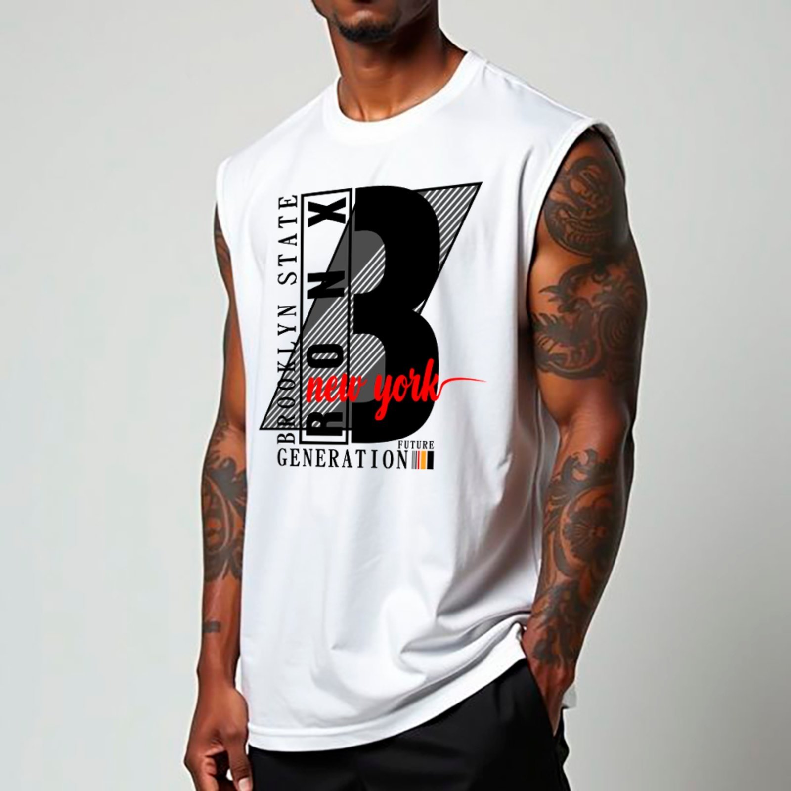 Camiseta Regata Machão Ousy Bronx New York Oversized Masculina Branco