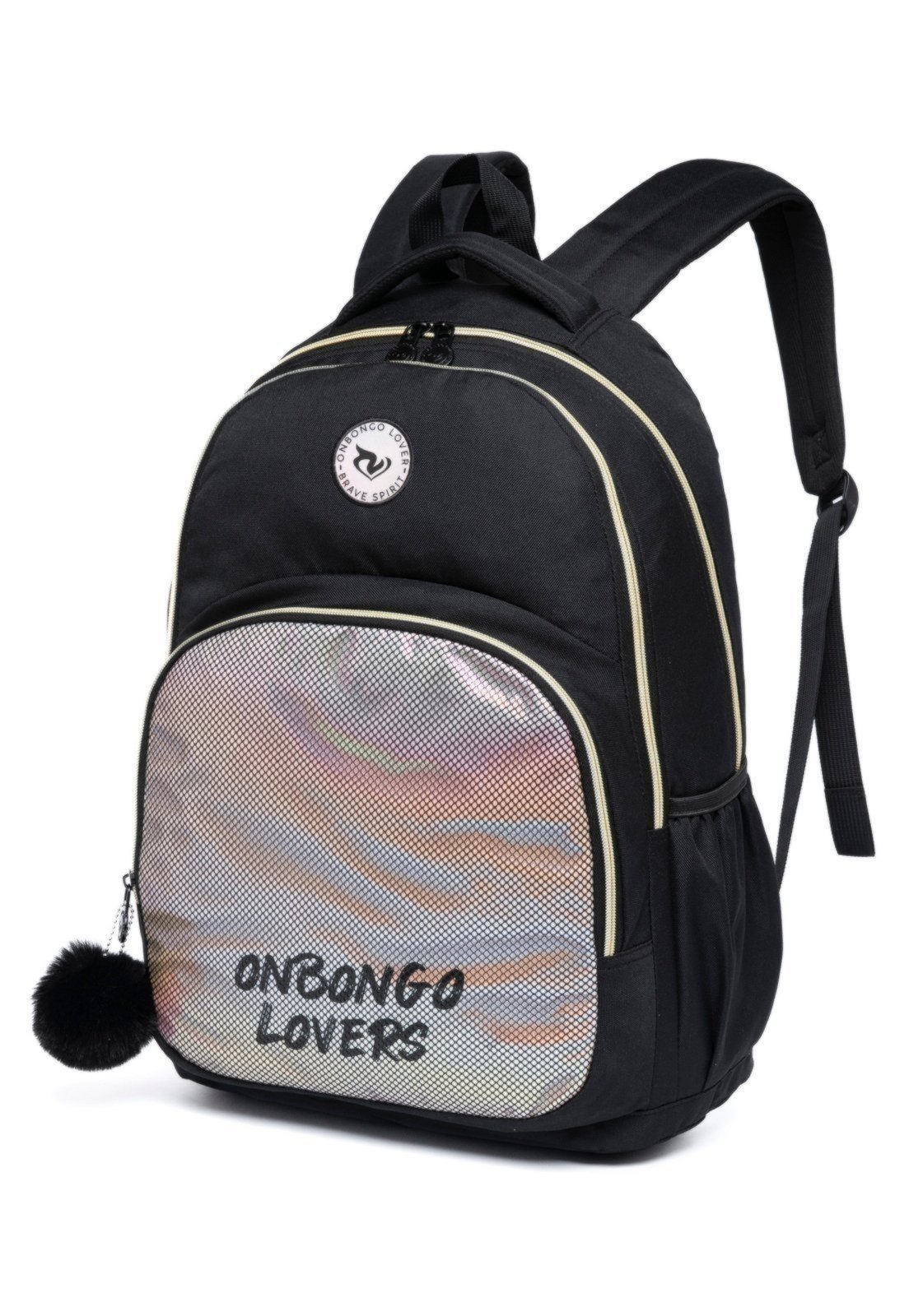 Vista 3 Mochila Onbongo Feminina Bolsa Escolar Notebook Original Dia a Dia preto Onbongo preto