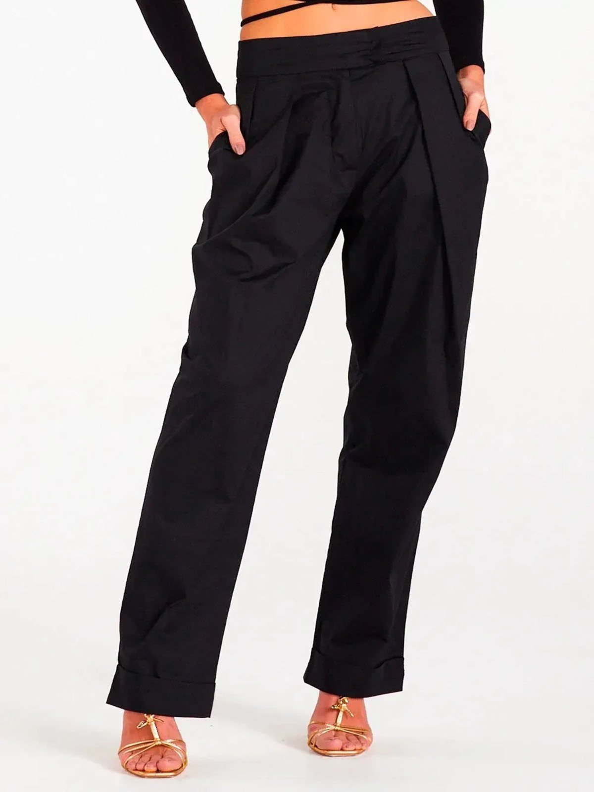 Calça Reta Zen em Tricoline Preto
