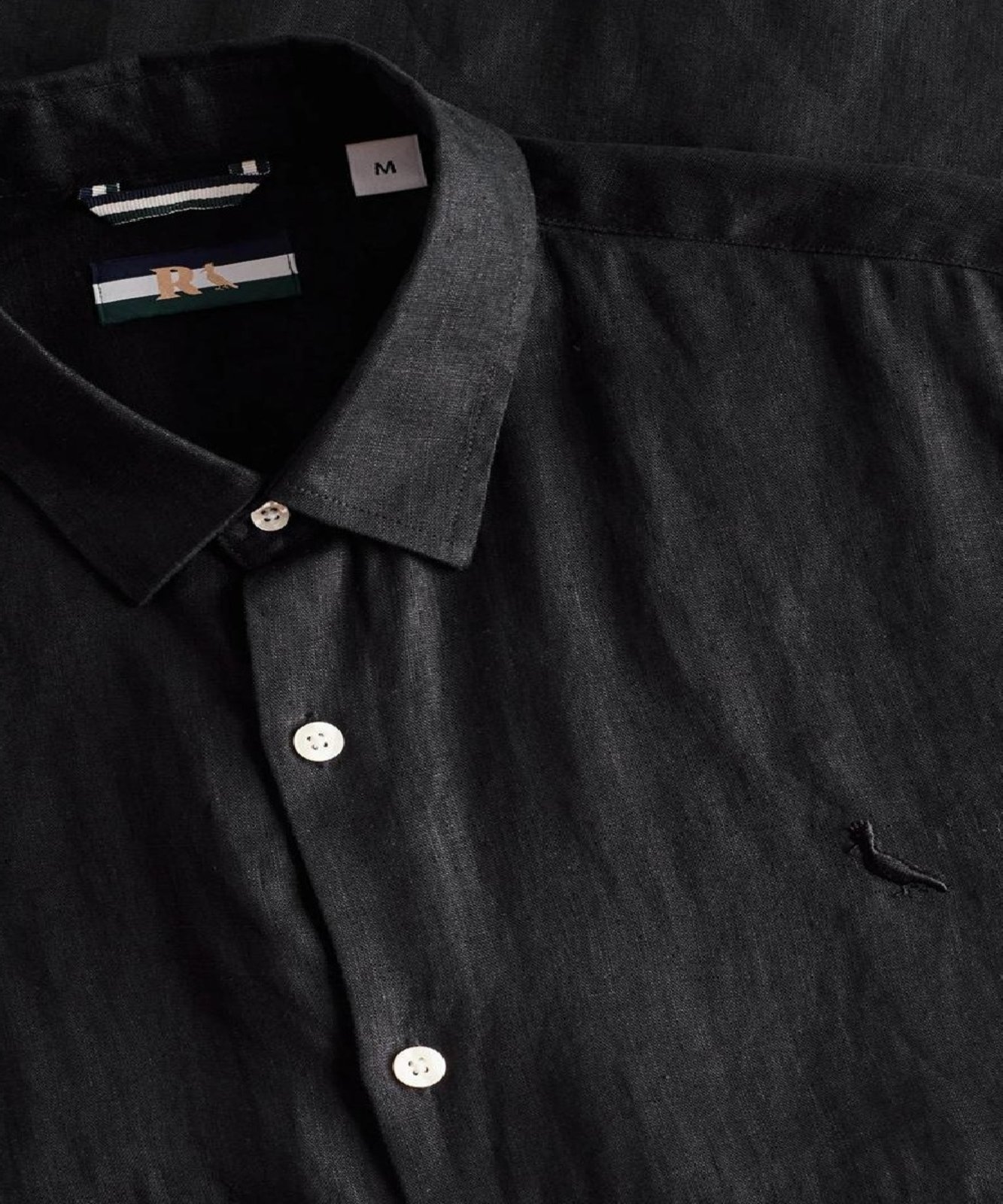 Vista 3 Camisa Linho Básico Reserva preto Reserva preto