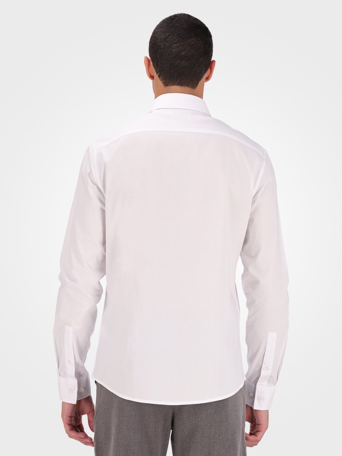 Camisa de Manga Longa Masculina Slim Estampa Assinatura Ck Bordada Calvin Klein - Branco CKS Premium Label