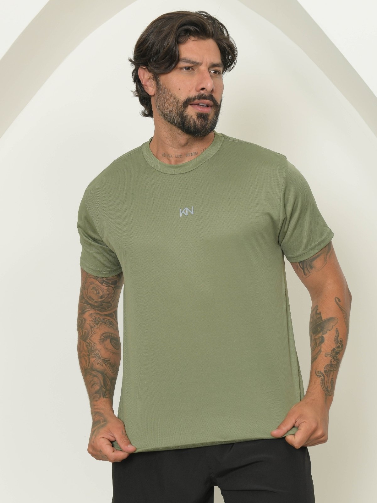 Camiseta Dry-Fit Masculina Verde Manga Curta para Esportes