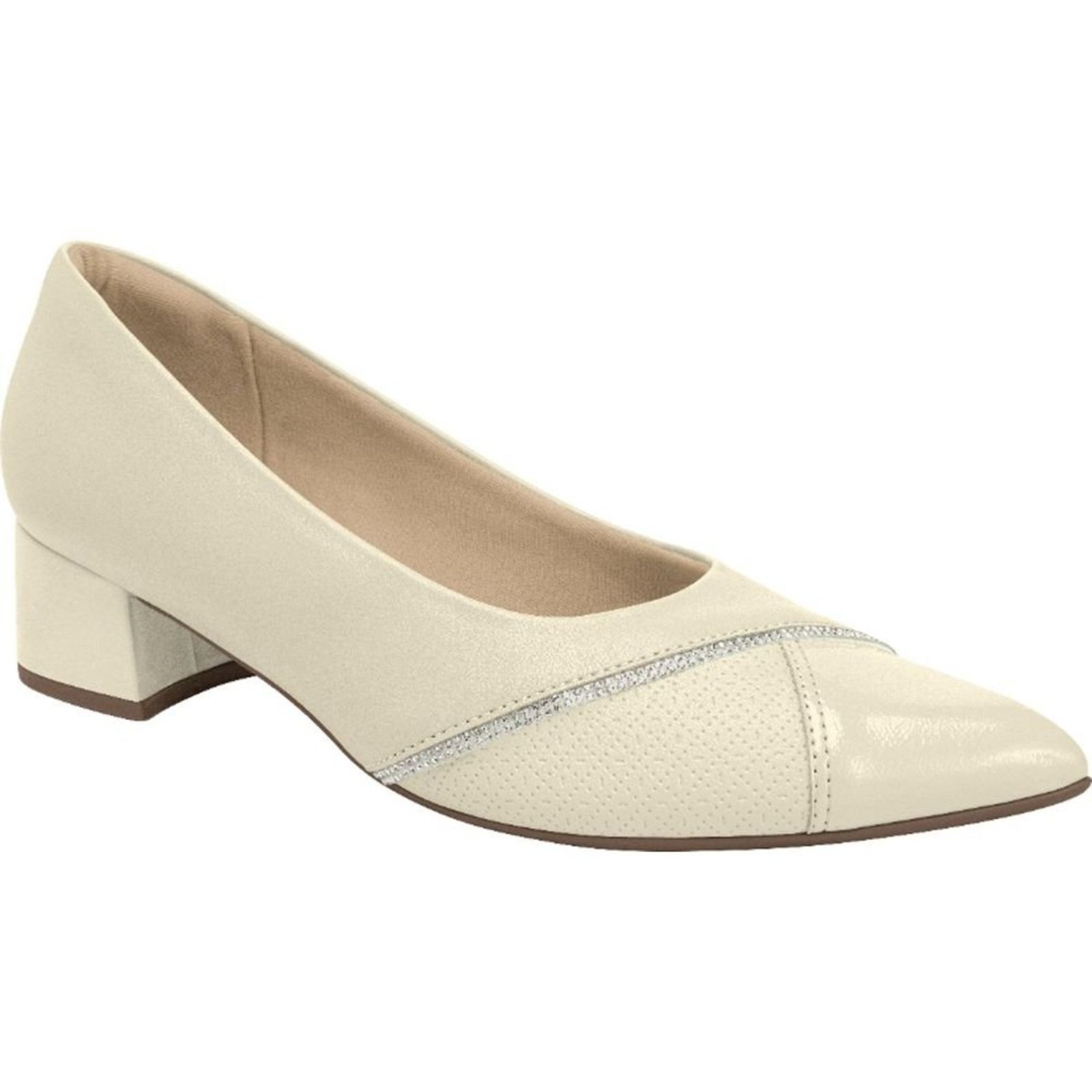 Vista 2 Scarpin Taci Salto Médio Off White Piccadilly branco white Piccadilly branco white