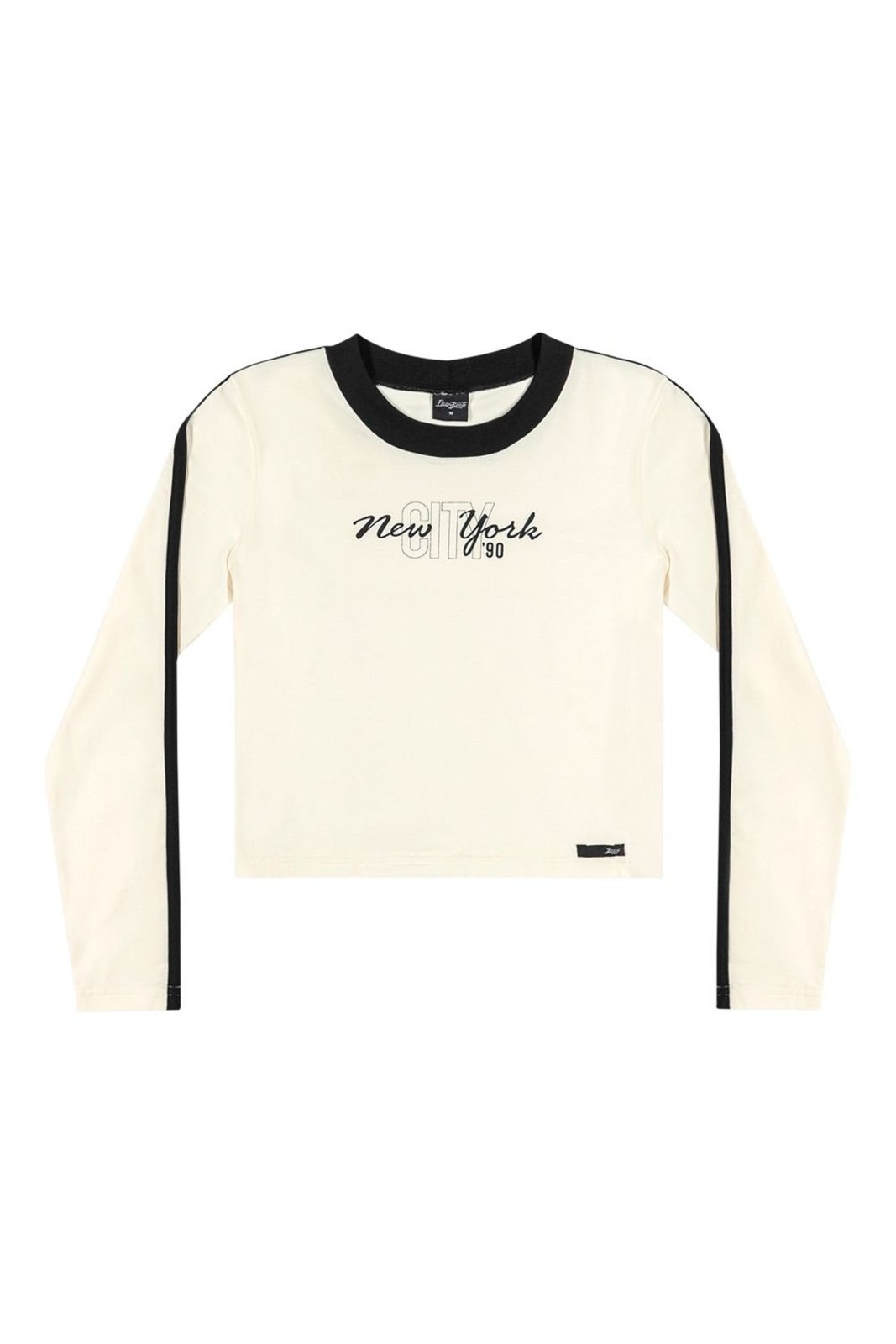 Infantil - Blusa Juvenil Menina Manga Longa Contraste Beats Bege