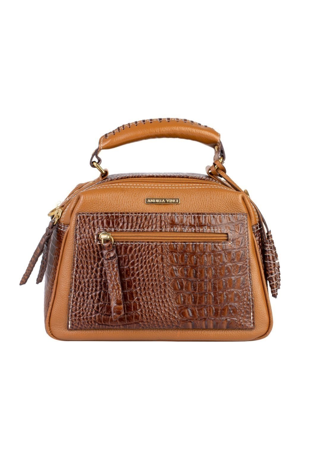 Bolsa pequena de couro croco Ruth - Caramelo