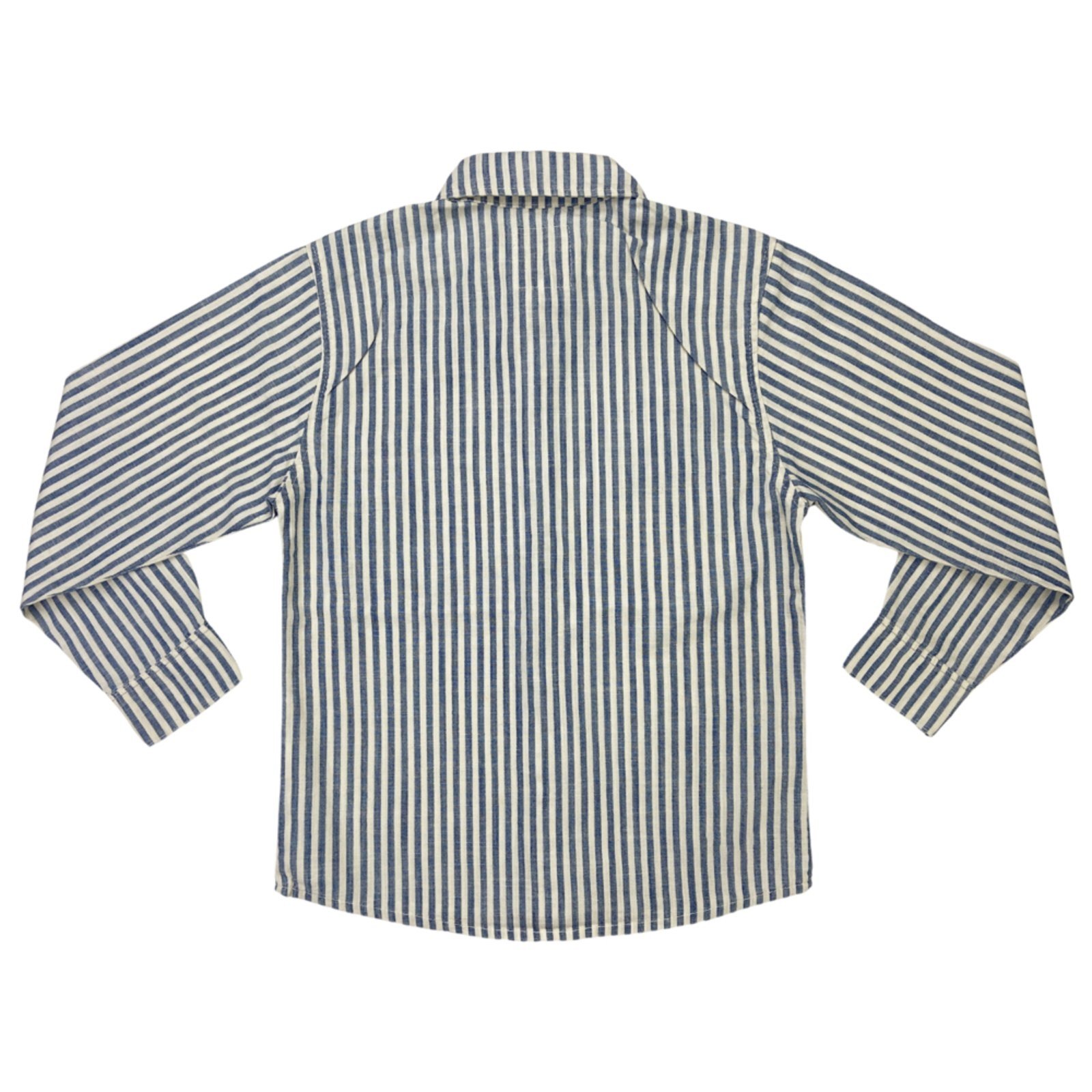 Vista 3 Infantil - Camisa Juvenil Look Jeans Sarja Listrada Bege azul Look Jeans azul