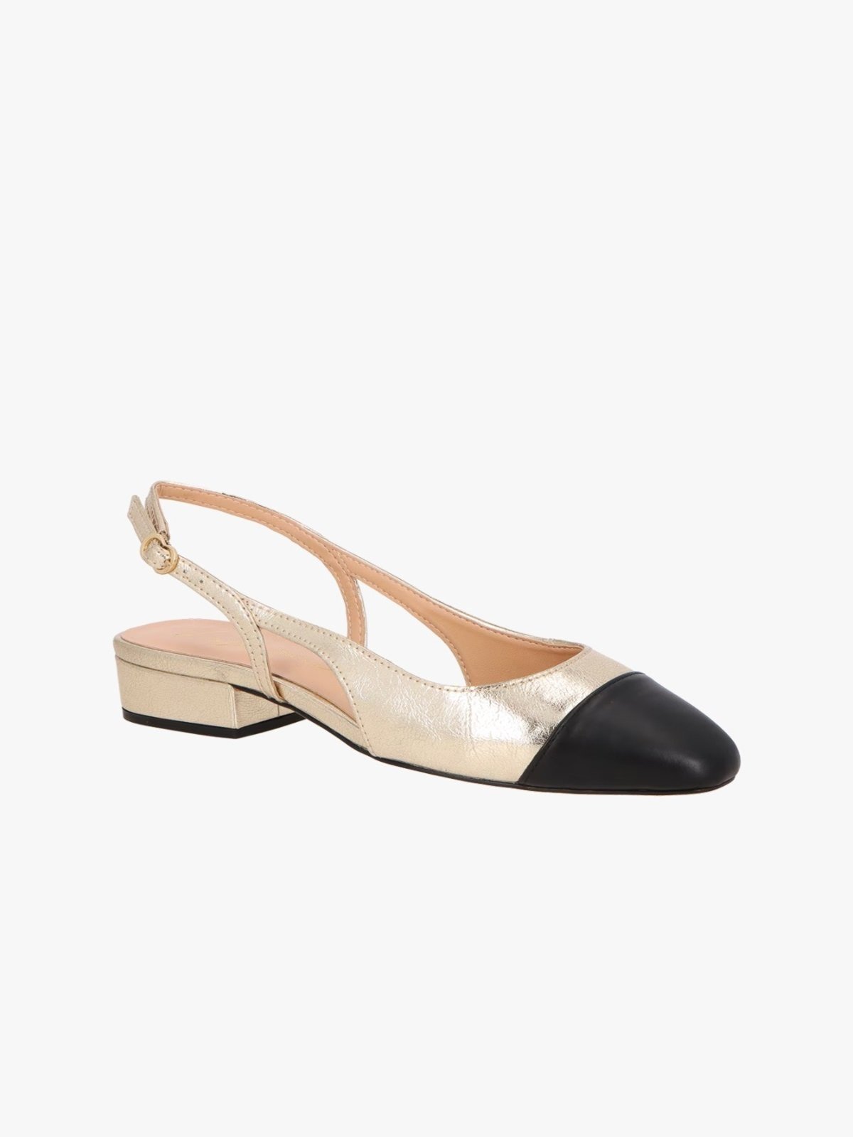 Scarpin Luiza Barcelos Salto Baixo Dourado E Preto