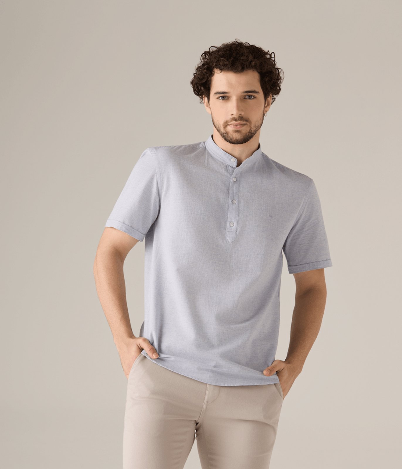Camisa Makenji Casual Gola Padre Masculina Azul Claro