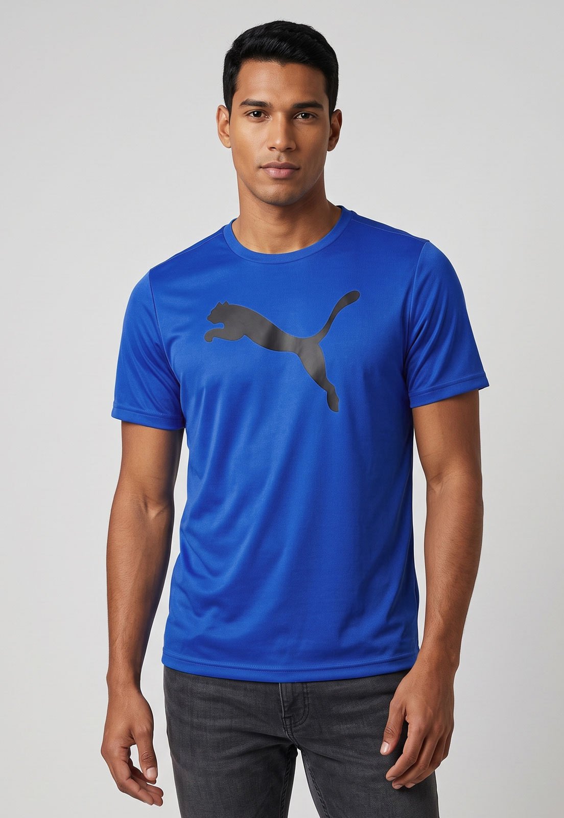 Camiseta Masculina Puma Logo Poly Tee Azul