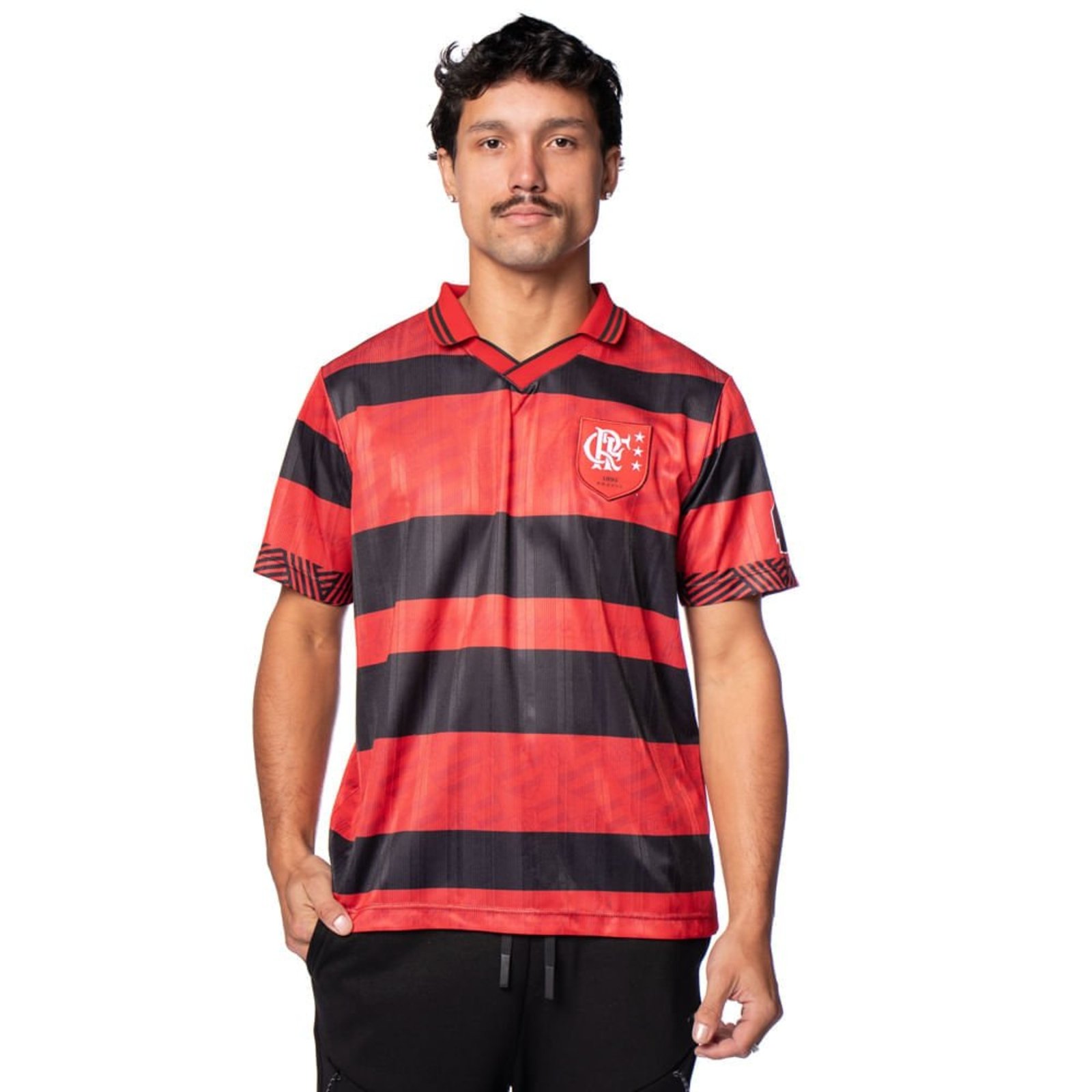 Camiseta Masculina Betel Flamengo Retrô Vermelho/Preto