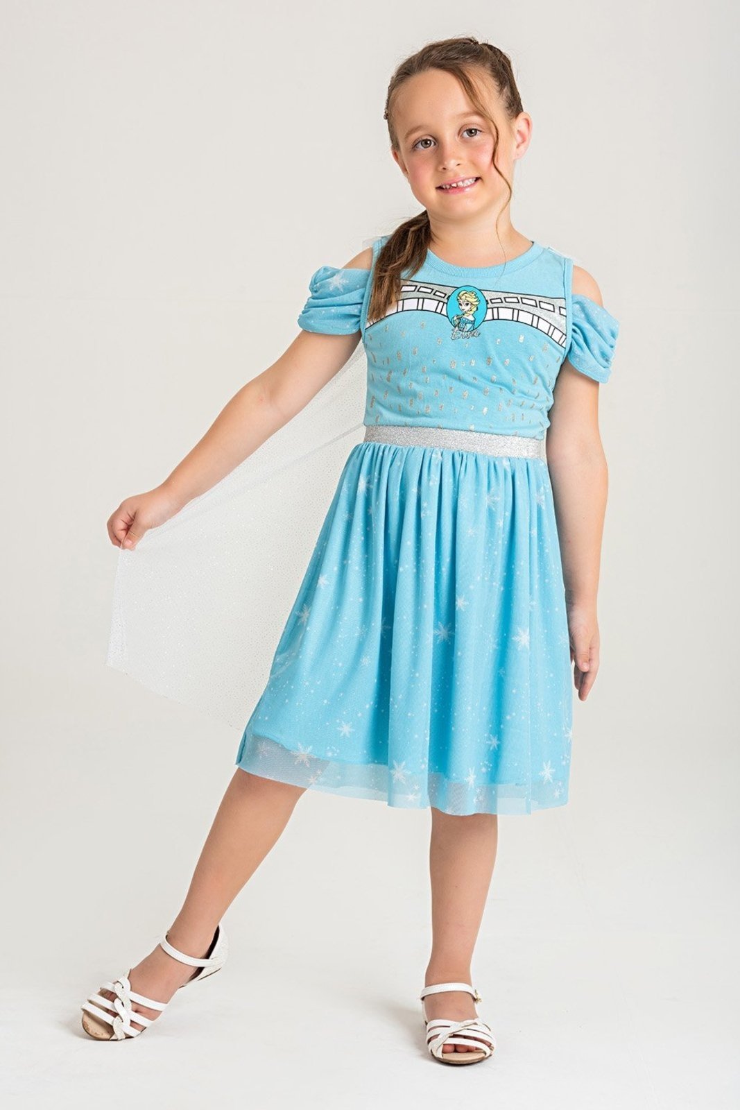 Infantil – Vestido Disney Feminino Elsa Azul