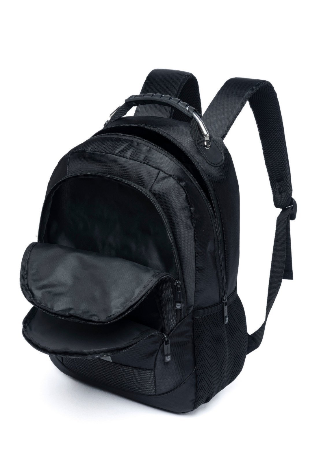 Vista 3 Mochila Trabalho Nytron Executiva Masculina Espaçosa Resistente preto Nytron preto