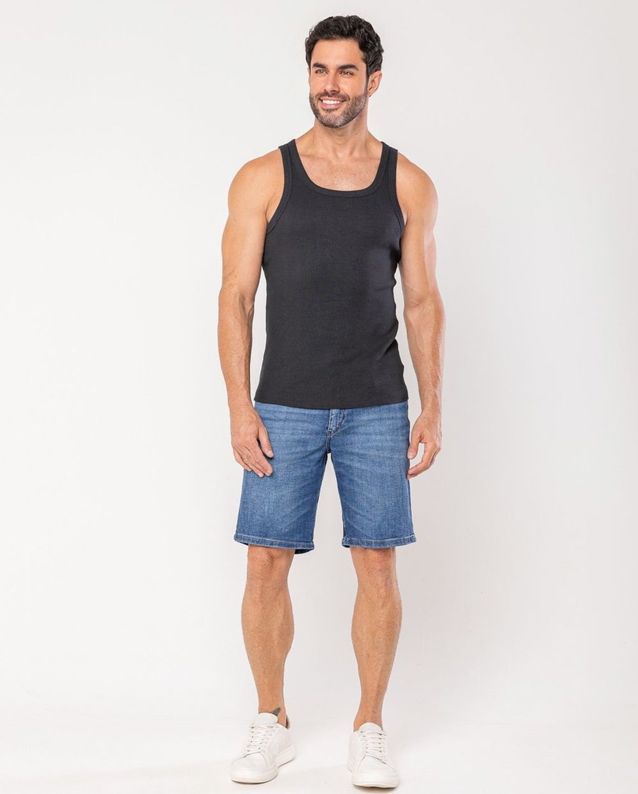 Bermuda Jeans Slim Fit Maculina 25095 Sky Escuro Consciência