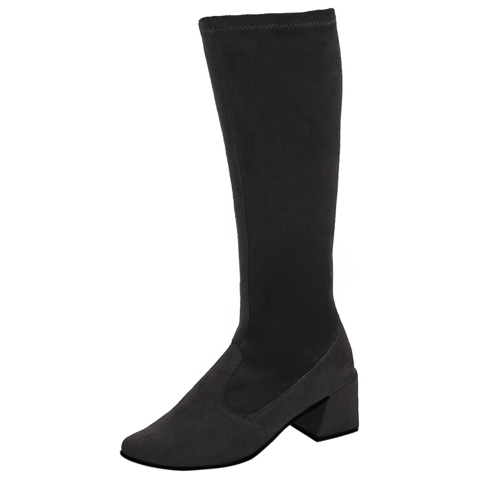 Bota Feminina Lóris Shoes Cano Longo com Stretch Salto Grosso e Bico Fino Moda Fashion 634 Preto