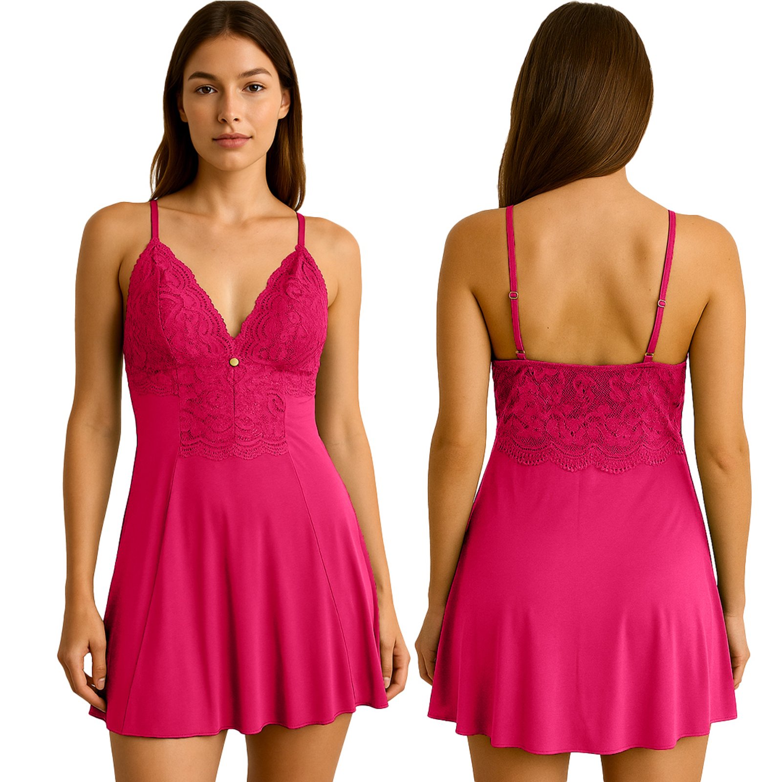 Camisola Tetê Variedades Elegante Confortável em Poliamida Detalhes em Renda Perfeita Para Dormi Frutily