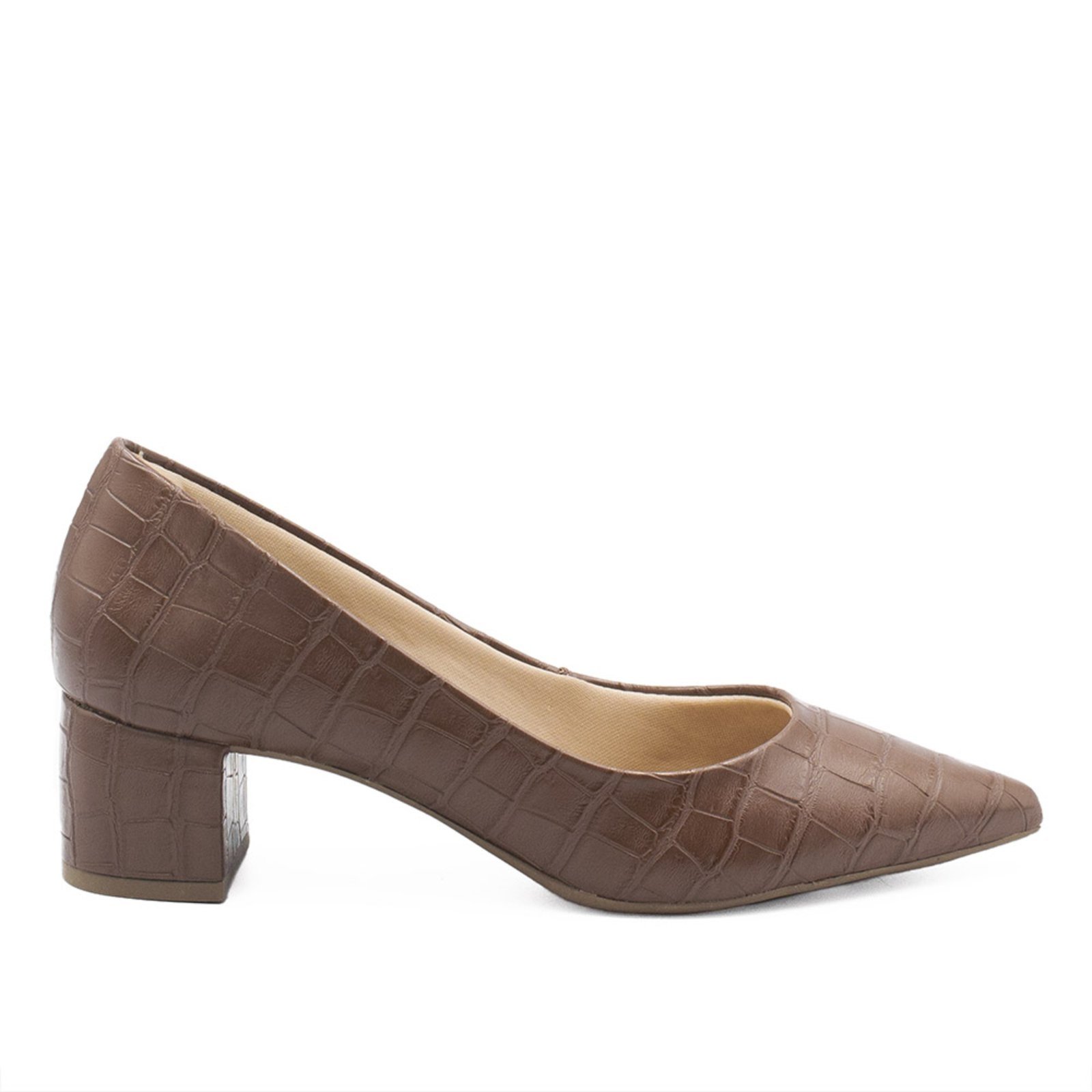 Scarpin Zatta Salto Bloco Baixo Leonor Marrom