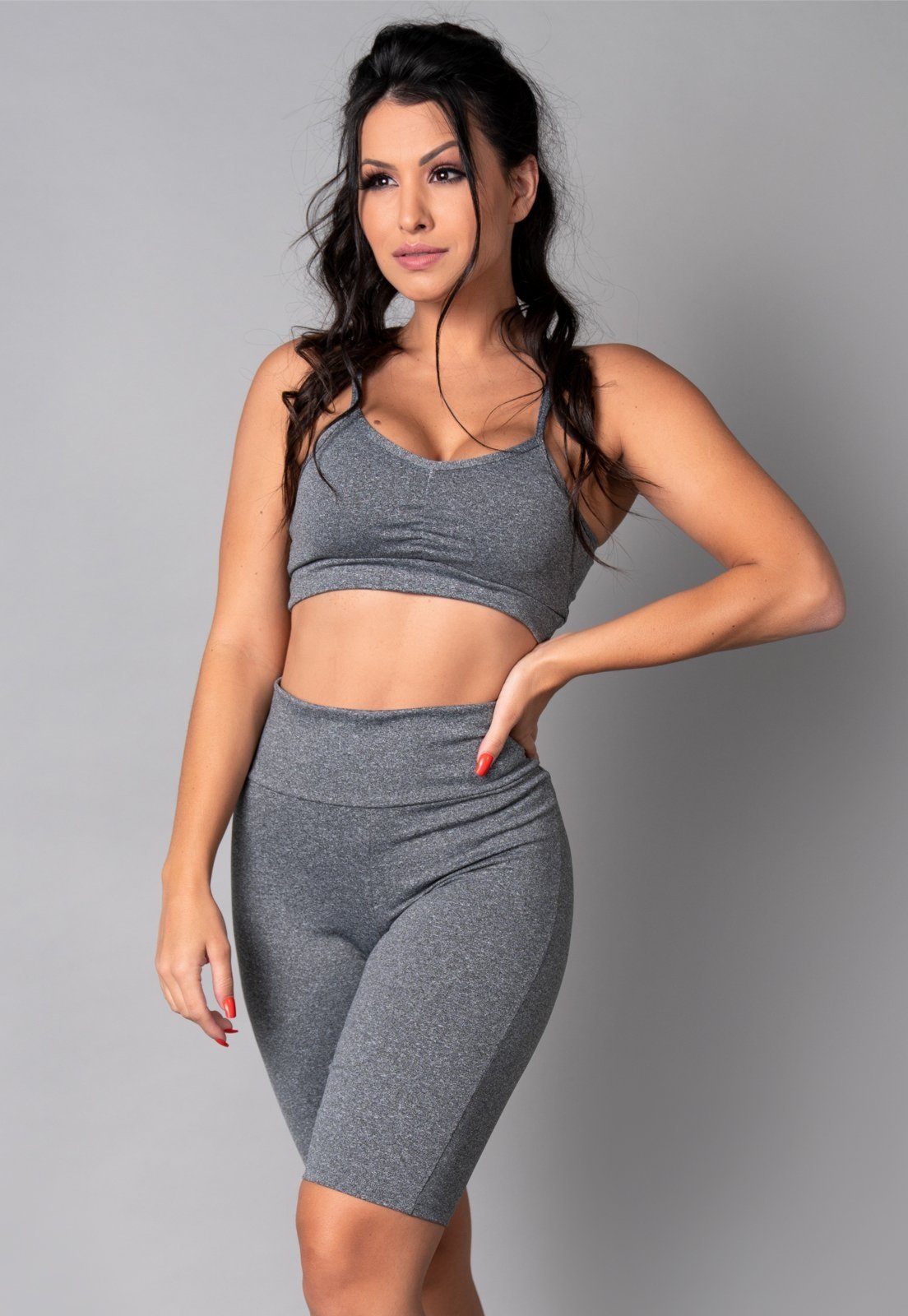 Bermuda MVB Modas Ciclista Fitness Suplex Lisa Cinza