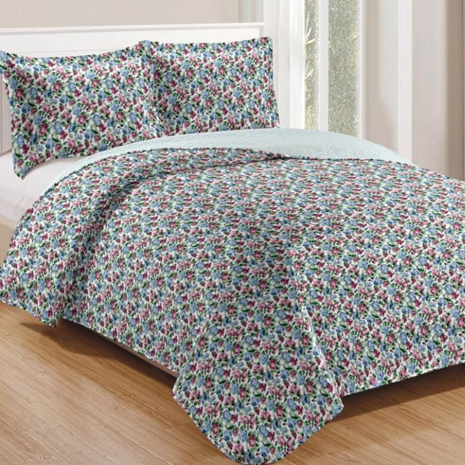 Kit Cobre Leito Colcha Casa Scarpa Mix King Estampado Dupla Face Floral 3 Peças - Clarisse