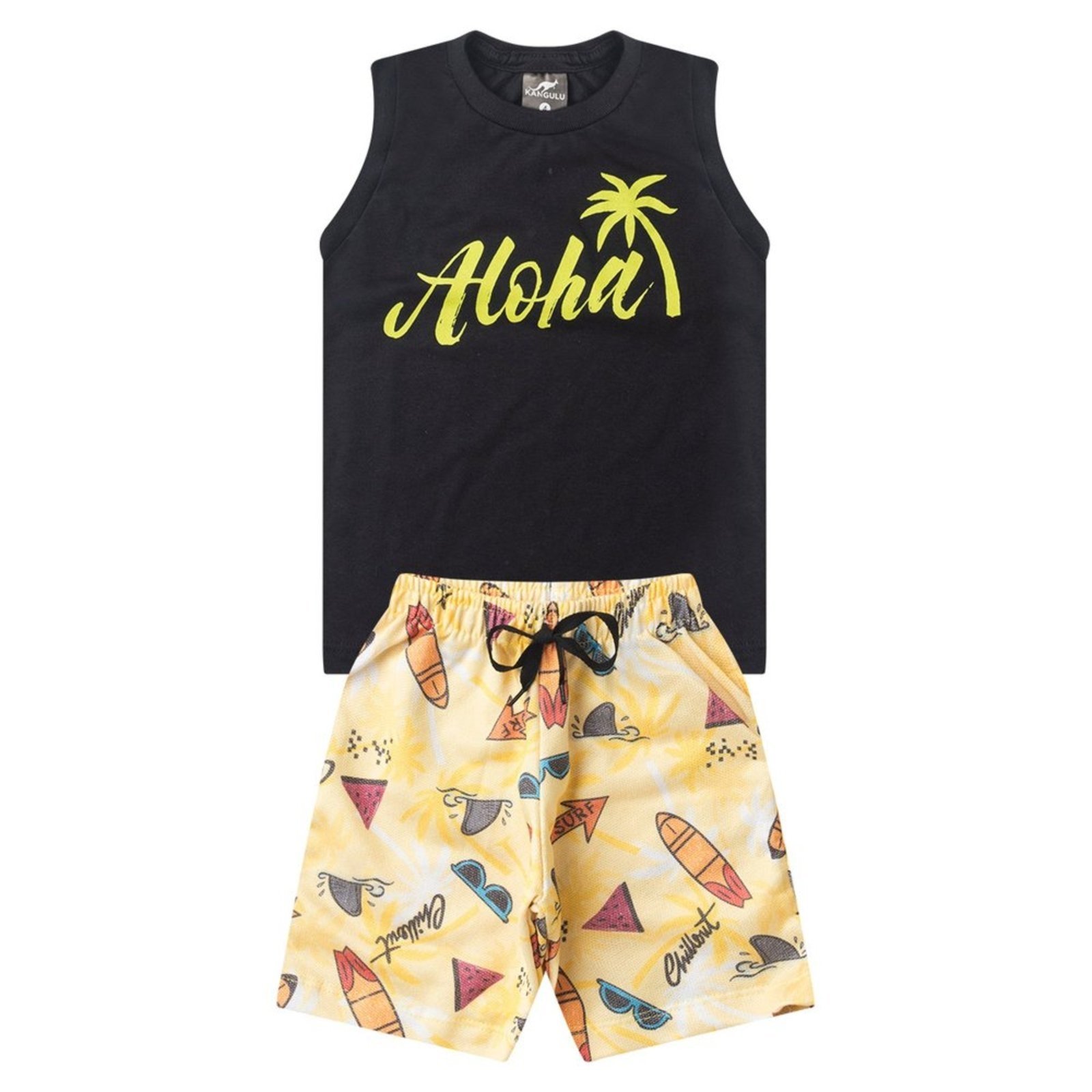 Infantil - Conjunto Menino Verão Regata Aloha Kangulu