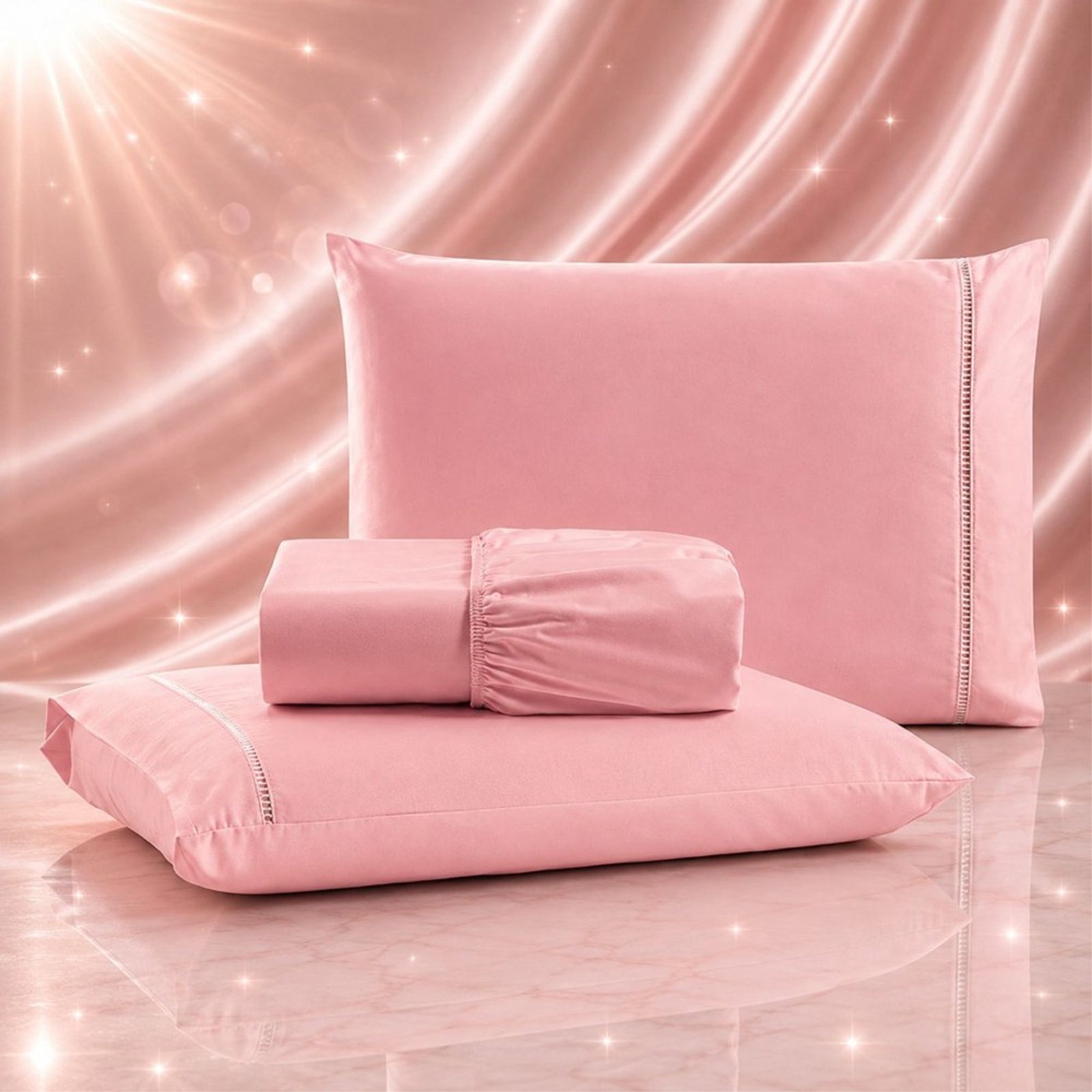 Jogo de Cama Lençol Quality Queen Micropercal 600 fios Macio 3 Peças - Rosê