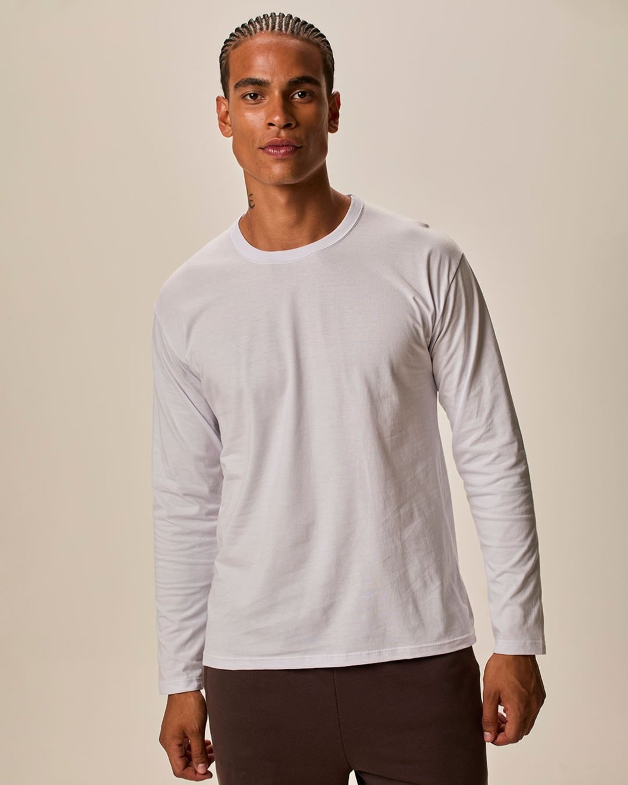 Camiseta Básica Masculina Manga Longa Em Meia Malha