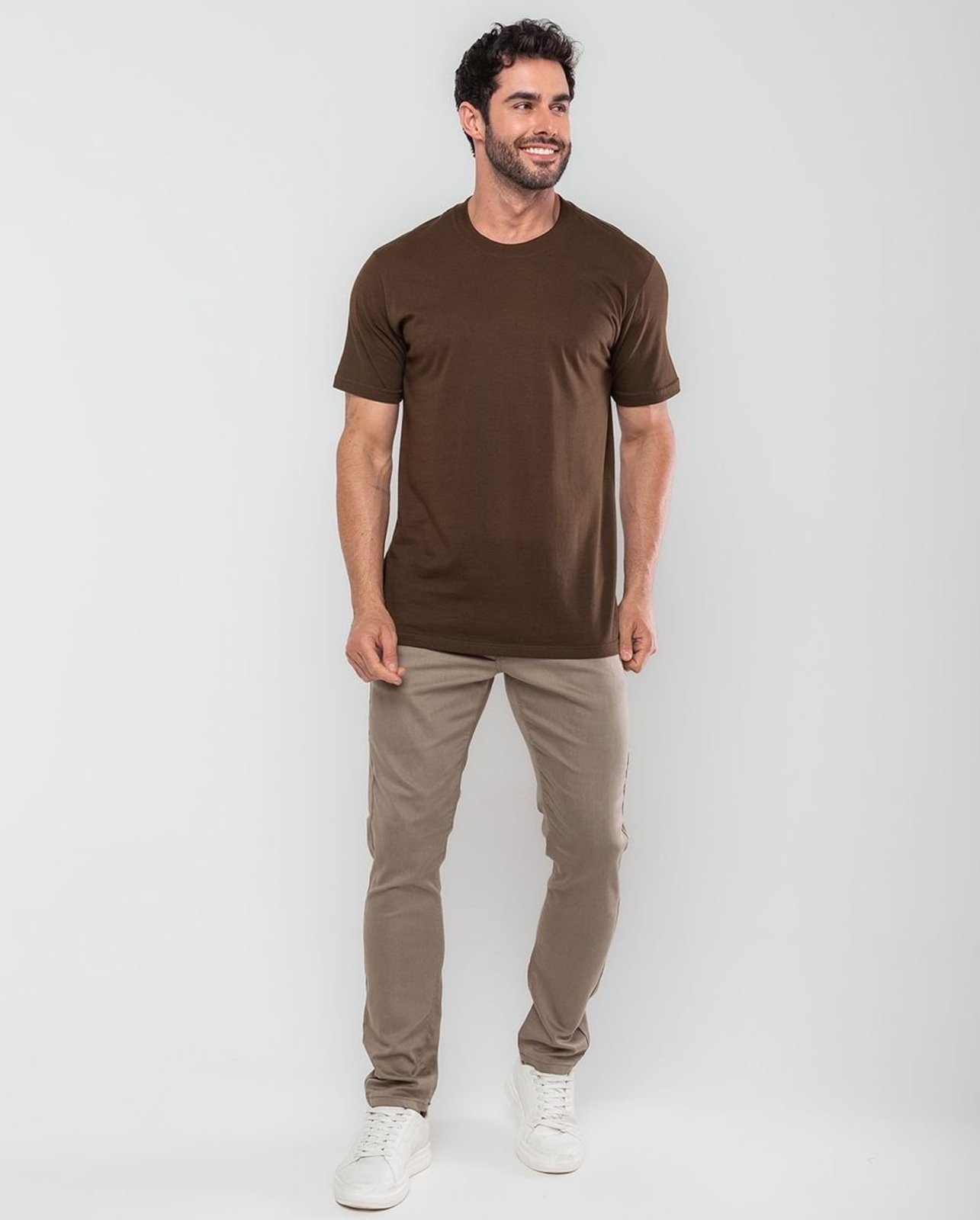 Calça Sarja Slim Fit Masculina Básica 21571 Caqui Consciência