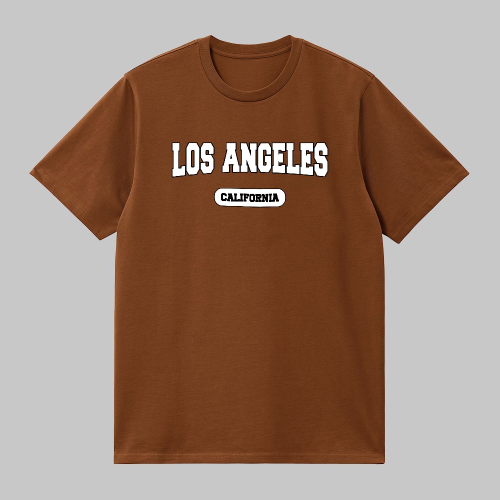 Camiseta Básica Los Angeles Estampa Street Style Unissex Marrom
