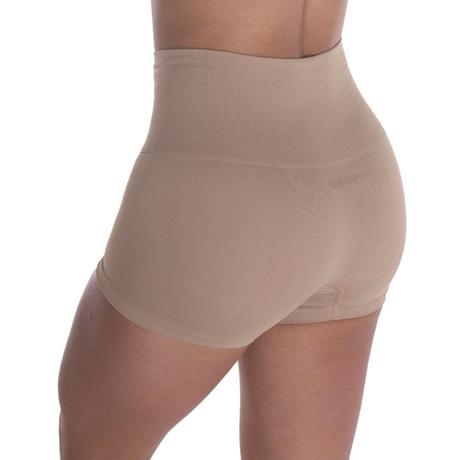 Vista 3 Calcinha Boxer Selene Redutora Sem Costura Feminina - Chocolate nude SELENE nude