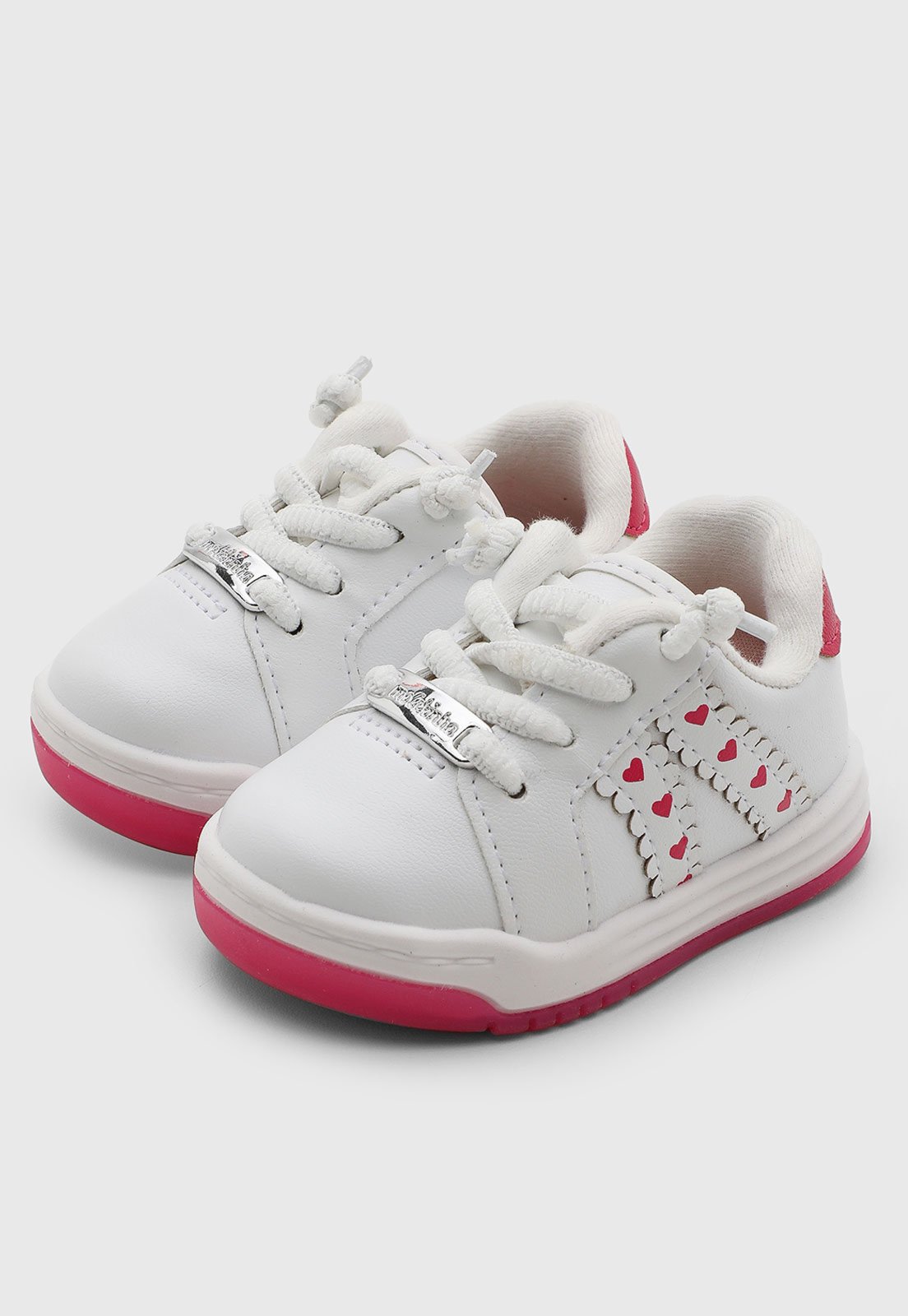 Infantil - Tênis Molekinha Casual Detalhe Corações Branco