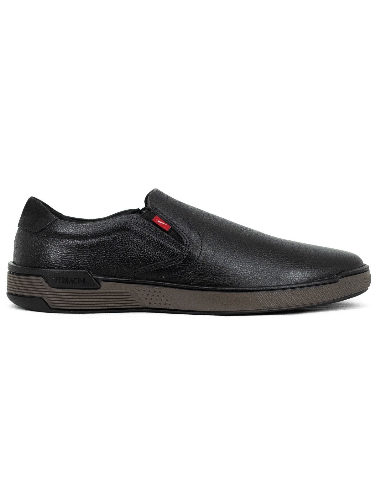 Tênis Masculino Ferracini Slip On Milan Casual Couro Legítimo Calce Fácil Elástico Preto