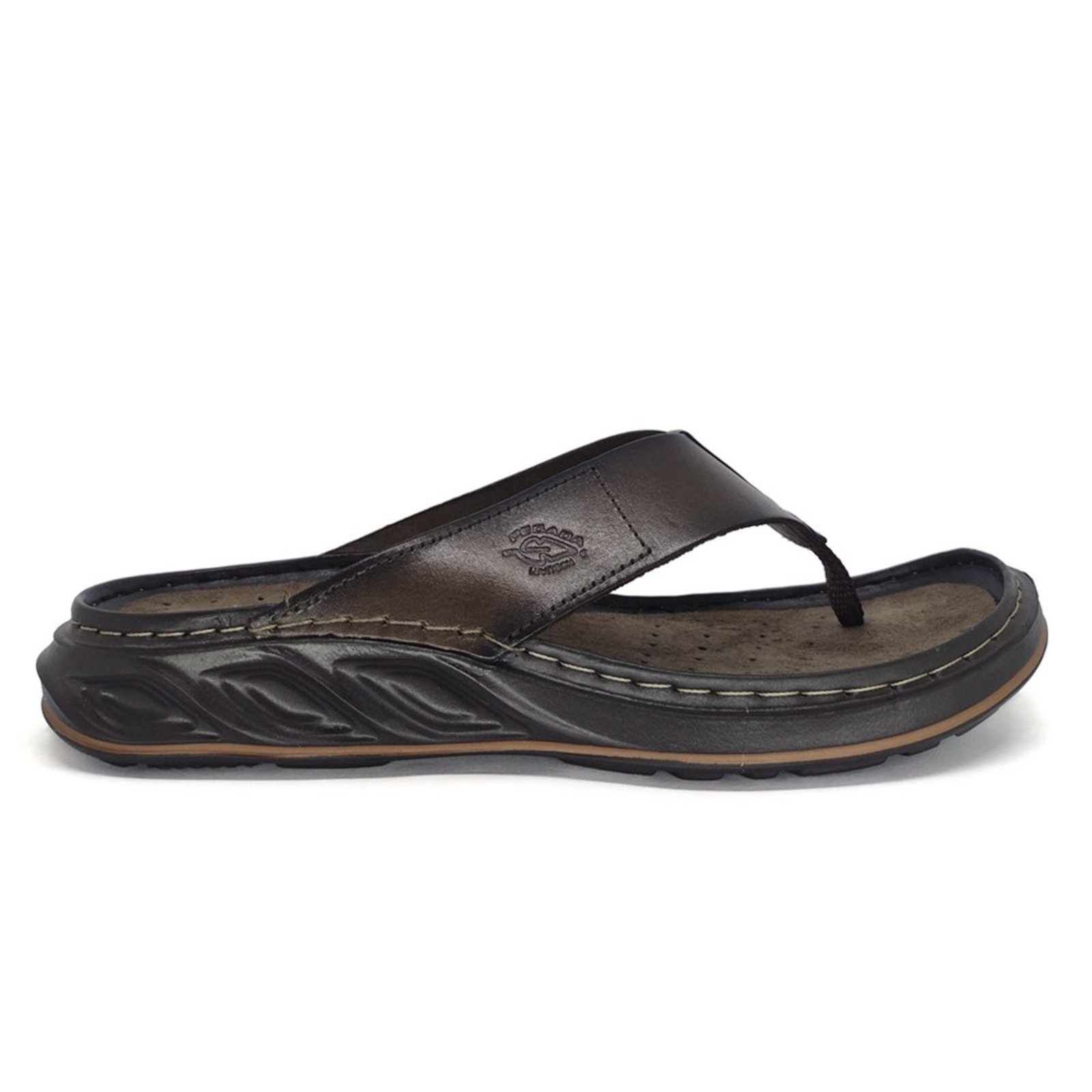 Chinelo Pegada Masculino Couro Super Leve Levitech 134103 Marrom Cravo