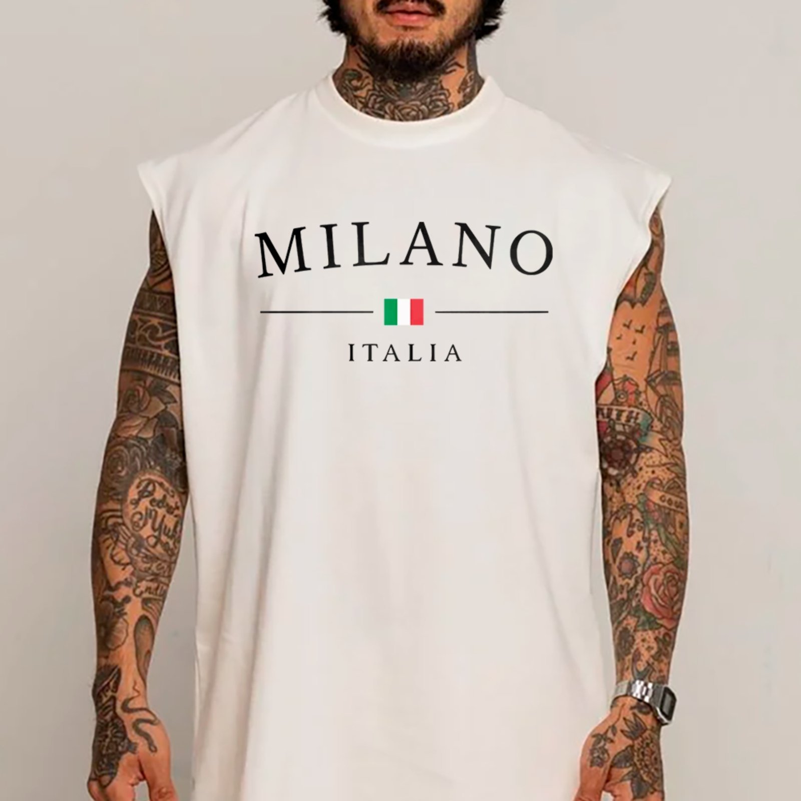 Camiseta Regata Machão Milano Italia Street Style Fashion Branco