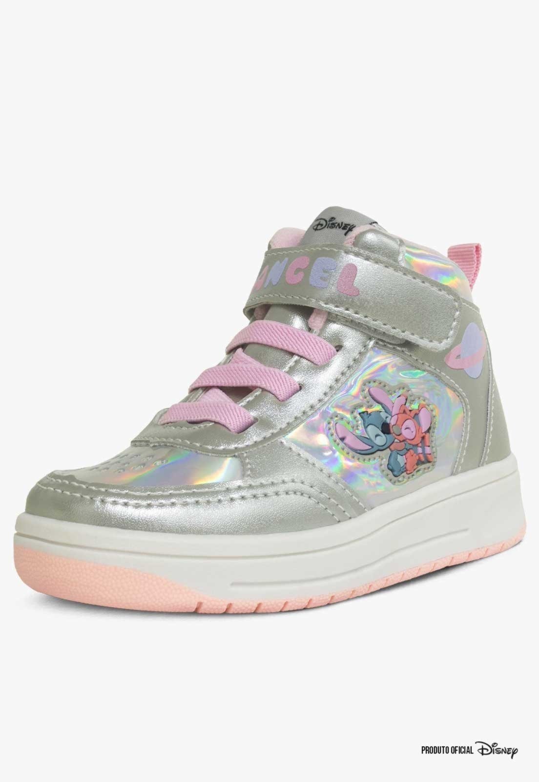 Infantil - Tênis Stitch Disney Cano Alto Menina Original Prata