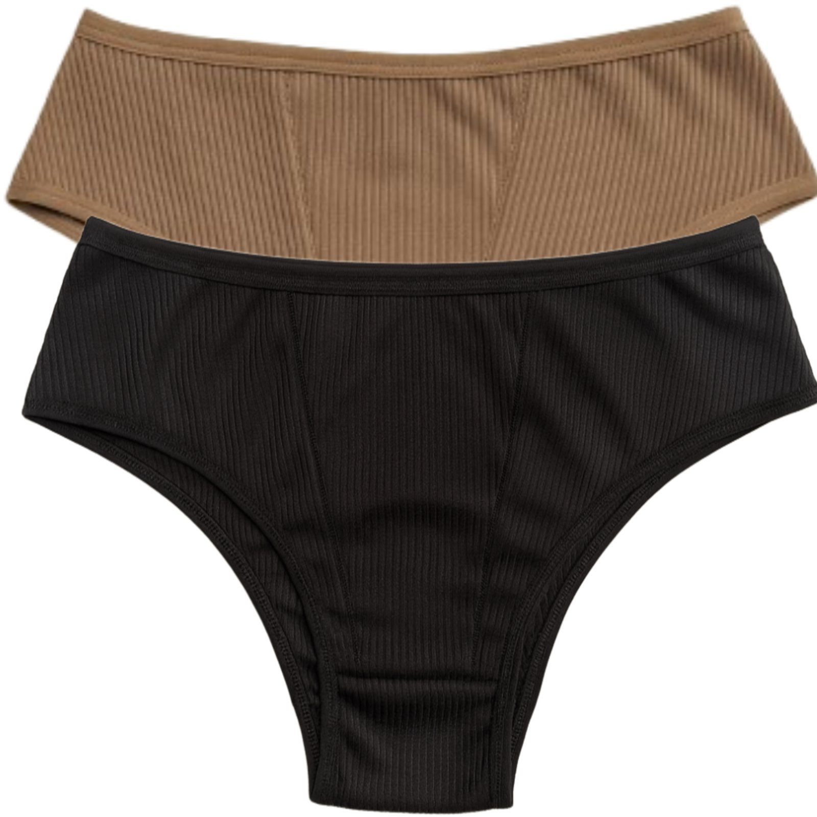 Kit 2 Calcinhas Básica Reflexo Íntimo Tanga Tecido Canelado Lingerie Uso Diário Multicolorido