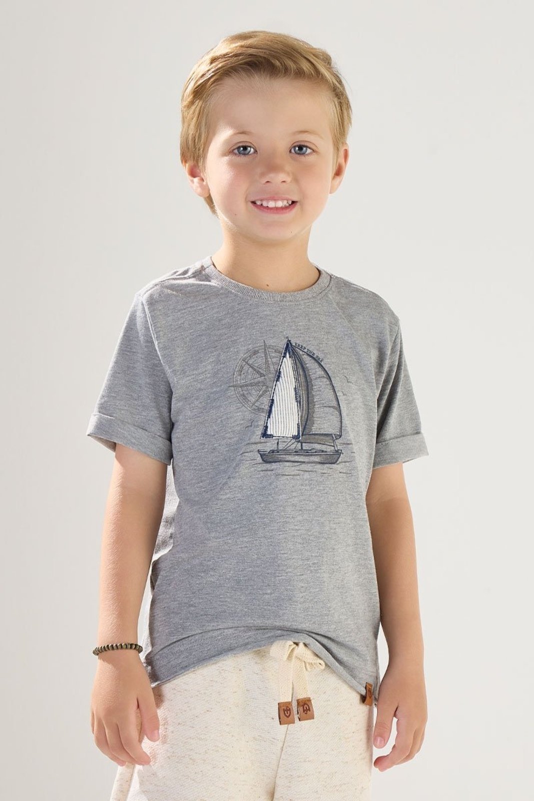 Infantil - Camiseta Algodão Keep The Sea Mescla