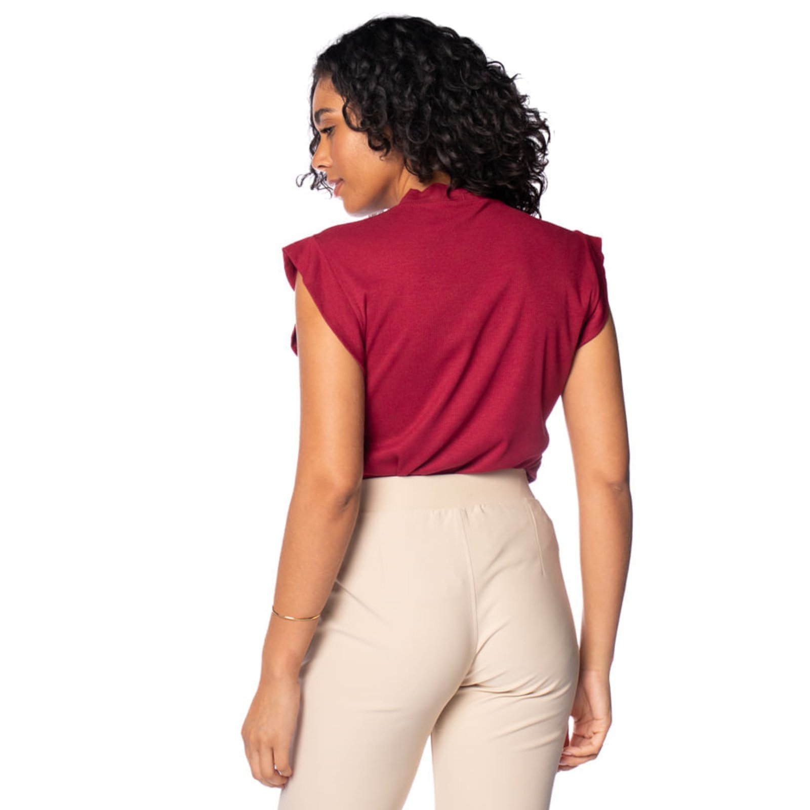 Vista 3 Blusa Feminina LZT Canelada Gola Alta vinho LZT vinho