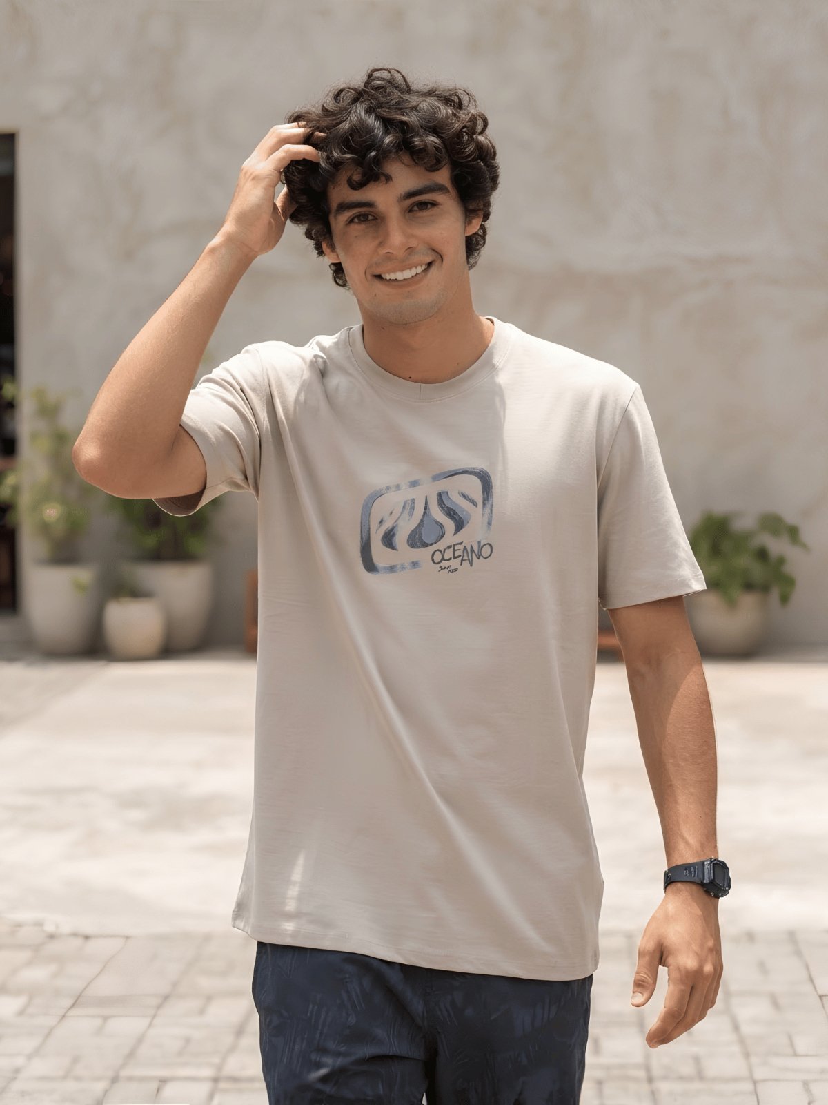 Camiseta Masculina Logo Frontal Oceano