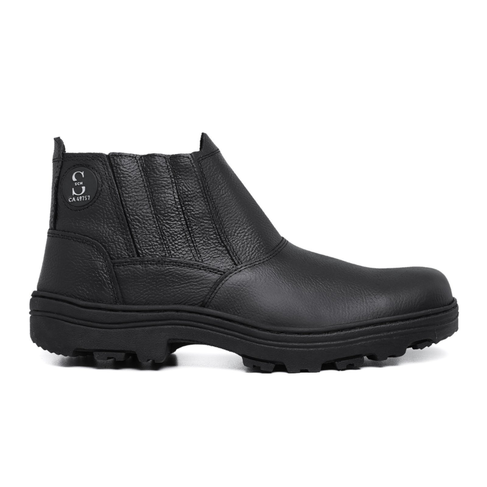 Vista 2 Bota De Trabalho Segurança Com CA Masculina de Couro Tratorada Sch 210 Schiareli preto Schiareli preto