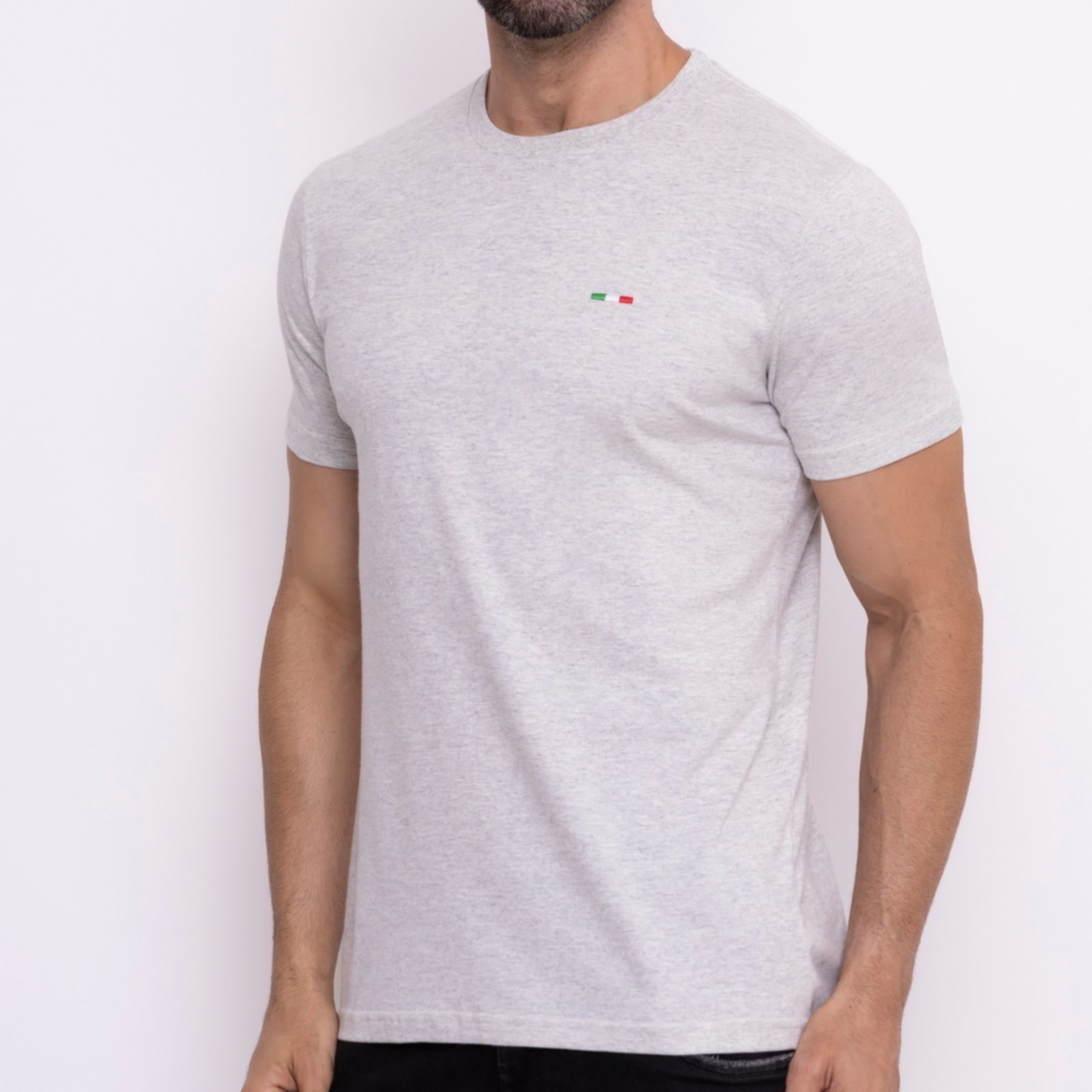Camiseta Masculina Básica Casual Italia CINZA CLARO