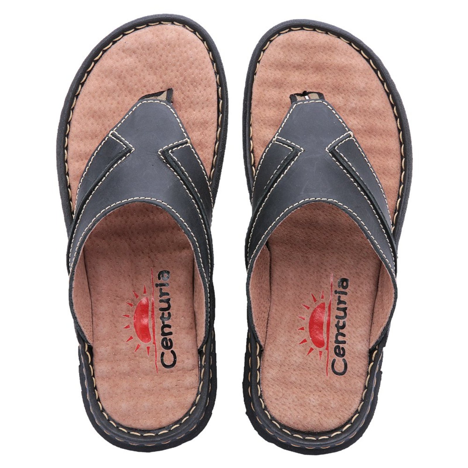 Chinelo Dedo Conforto Centuria em Couro Preto