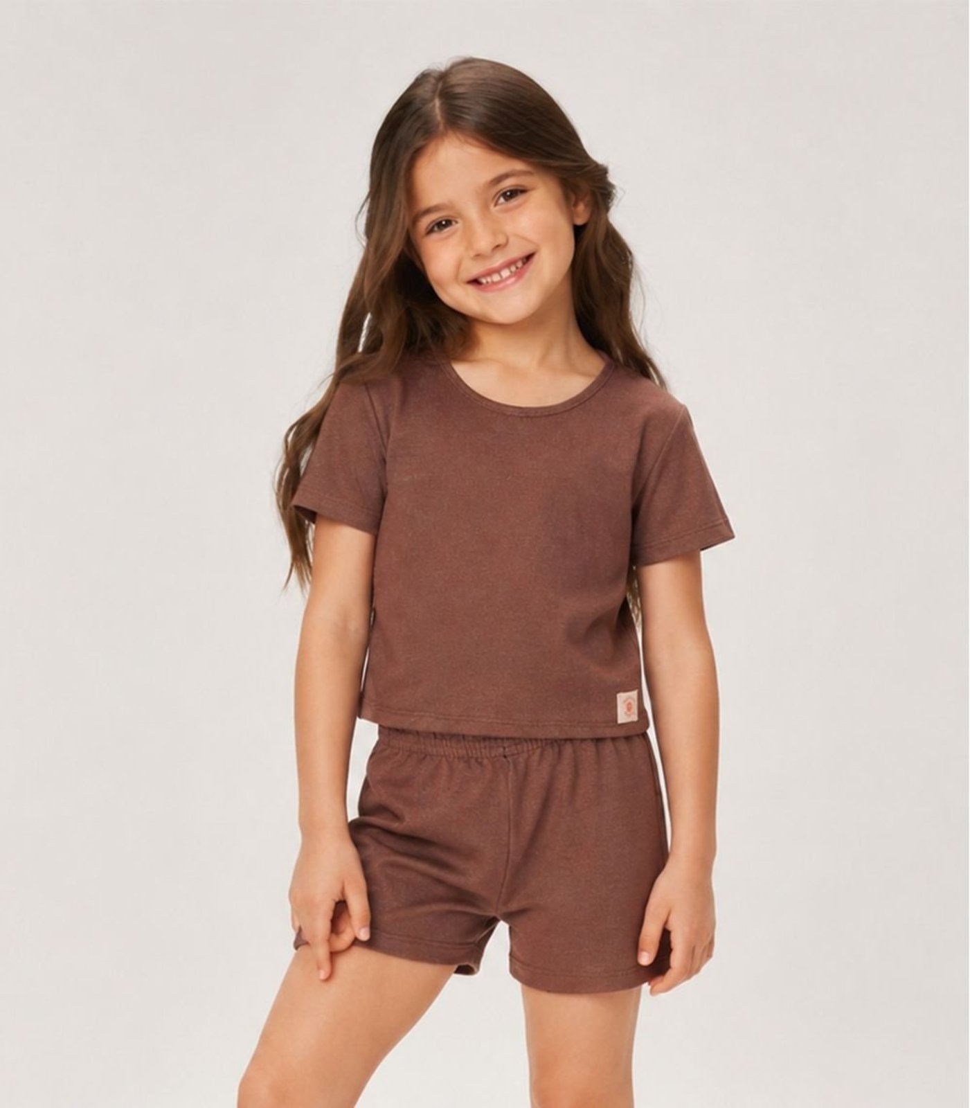 Infantil - Conjunto Blusa Com Shorts Select Marrom