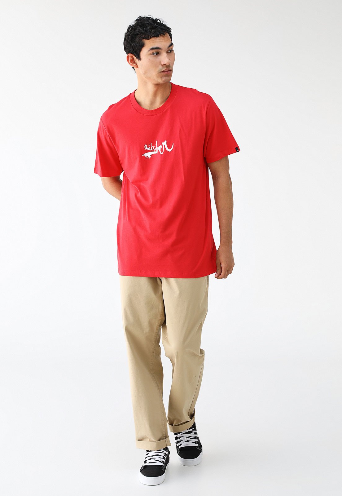 Camiseta Quiksilver Reta Impaired Logo Vermelha