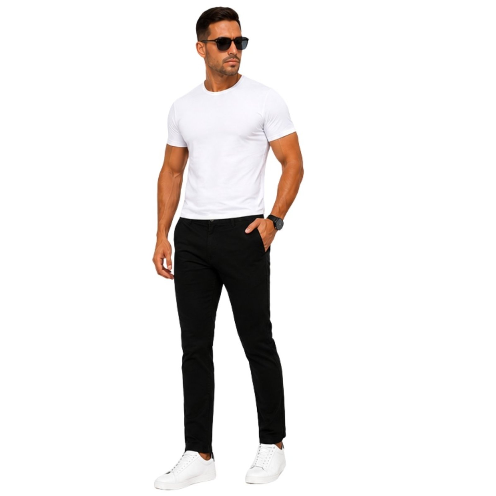 Calça Masculina Slim em Sarja Premium Casual Conforto e Elegância Preto