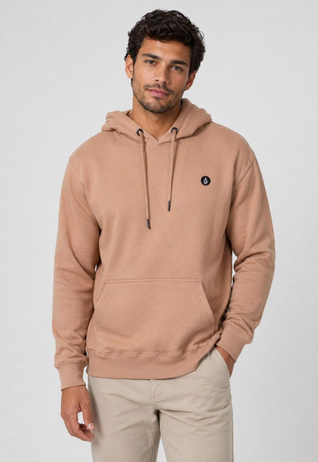 Blusa de Moletom Fechada Masculina Volcom Foreman Bege