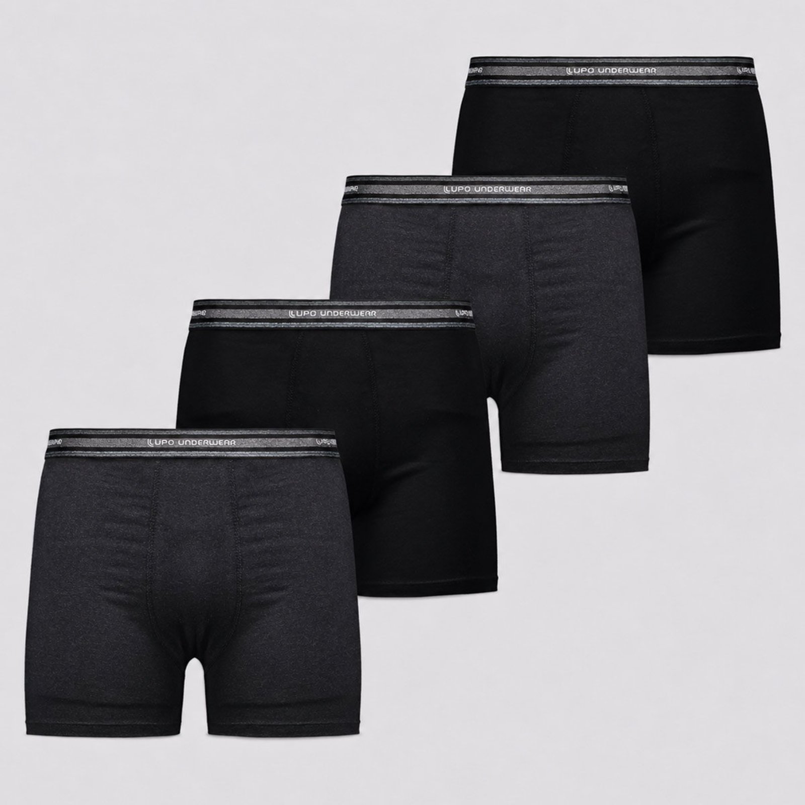 Kit 4 Cuecas Boxer Lupo Algodão com Elastano Preta
