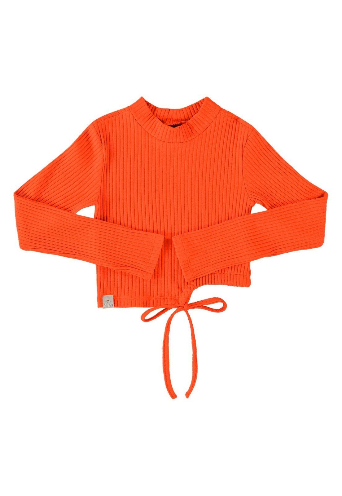 Infantil – Blusa Cropped Básica em Ribana Canelada Juvenil Gloss Laranja