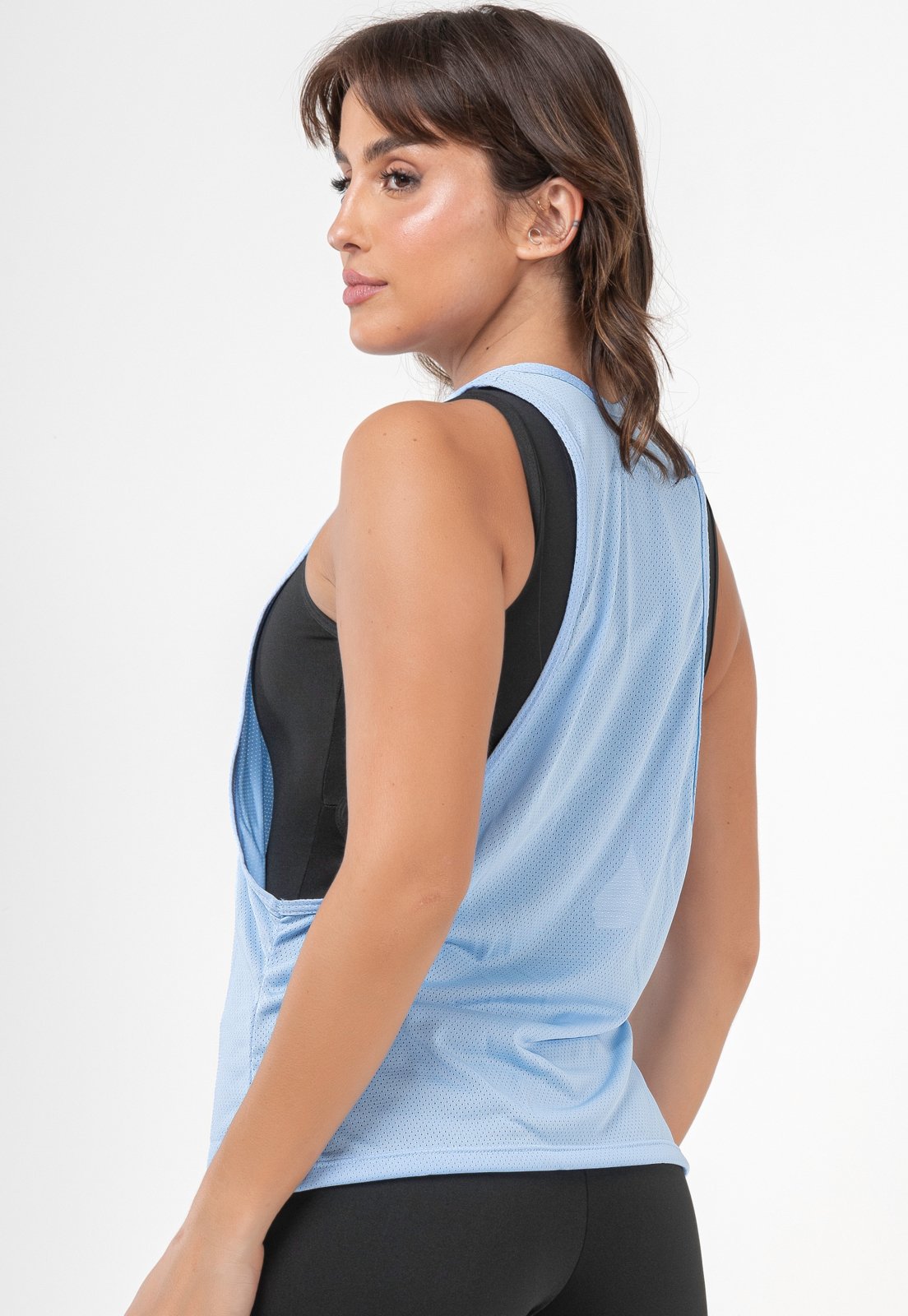 Blusa Regata Bravaa Store Dry Fit Furadinha Blusa Fitness Academia 095 Azul