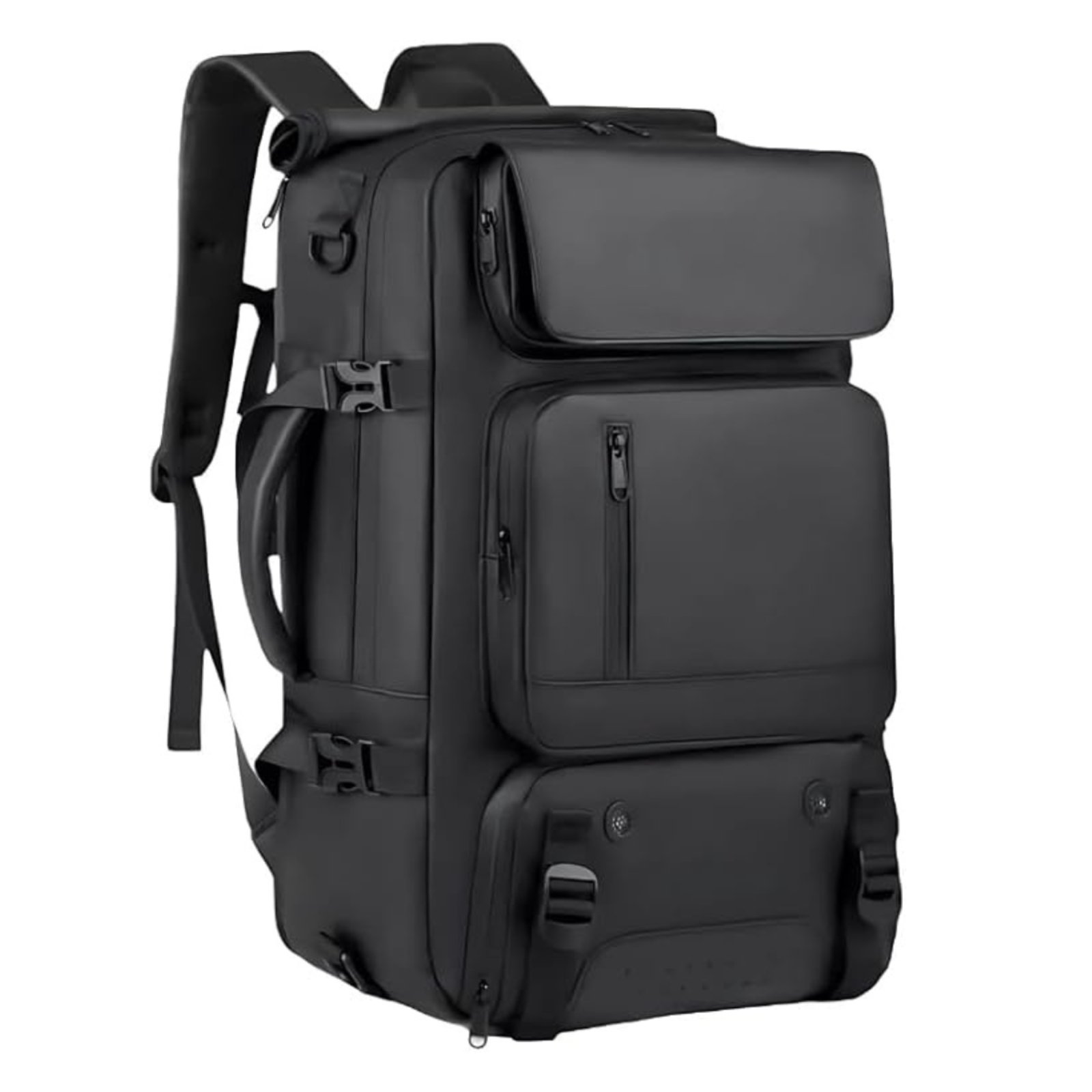 Mochila Mala Trilha Couro Preto Masculina Notebook Viagem Grande Impermeavel - Preto